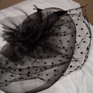 Elegant Black Polka Dot Fascinator